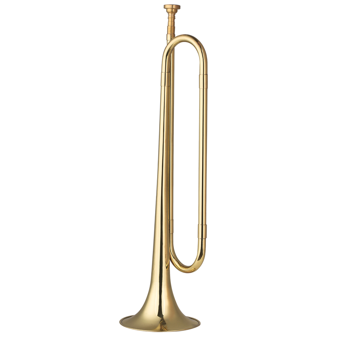 Musical Instrument Bugle - แตรทรัมเป็ตทองเหลืองชุบทองพร้อมปากสำหรับผู้เริ่มต้น (18.7นิ้ว)