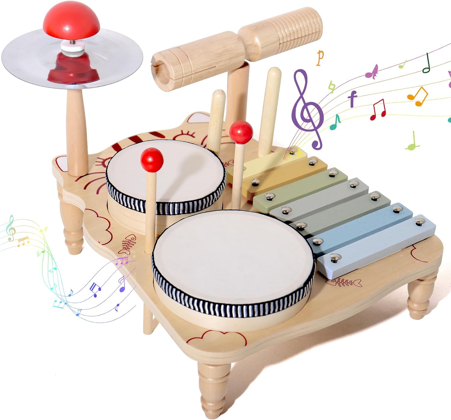 Musical Instrument Harmonium - ระนาดไม้กลองชุดสําหรับเด็กวัยหัดเดิน,Montessori เครื่องดนตรีเด็กของเล่น,กลองชุดเครื่องดนตรีของเล่นดนตรี