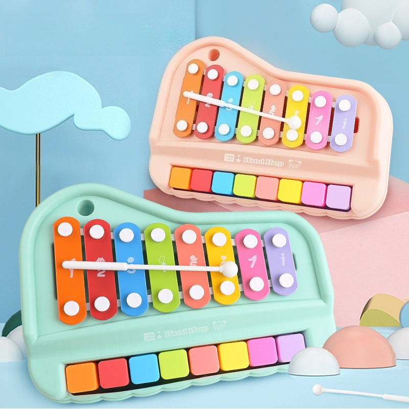 Musical Instrument Harmonium - เครื่องดนตรีไซโลโฟน 8 โน้ต 2-in-1 ของเล่นดนตรีเสริมพัฒนาการสำหรับเด็กเล็ก พร้อมไม้ตี