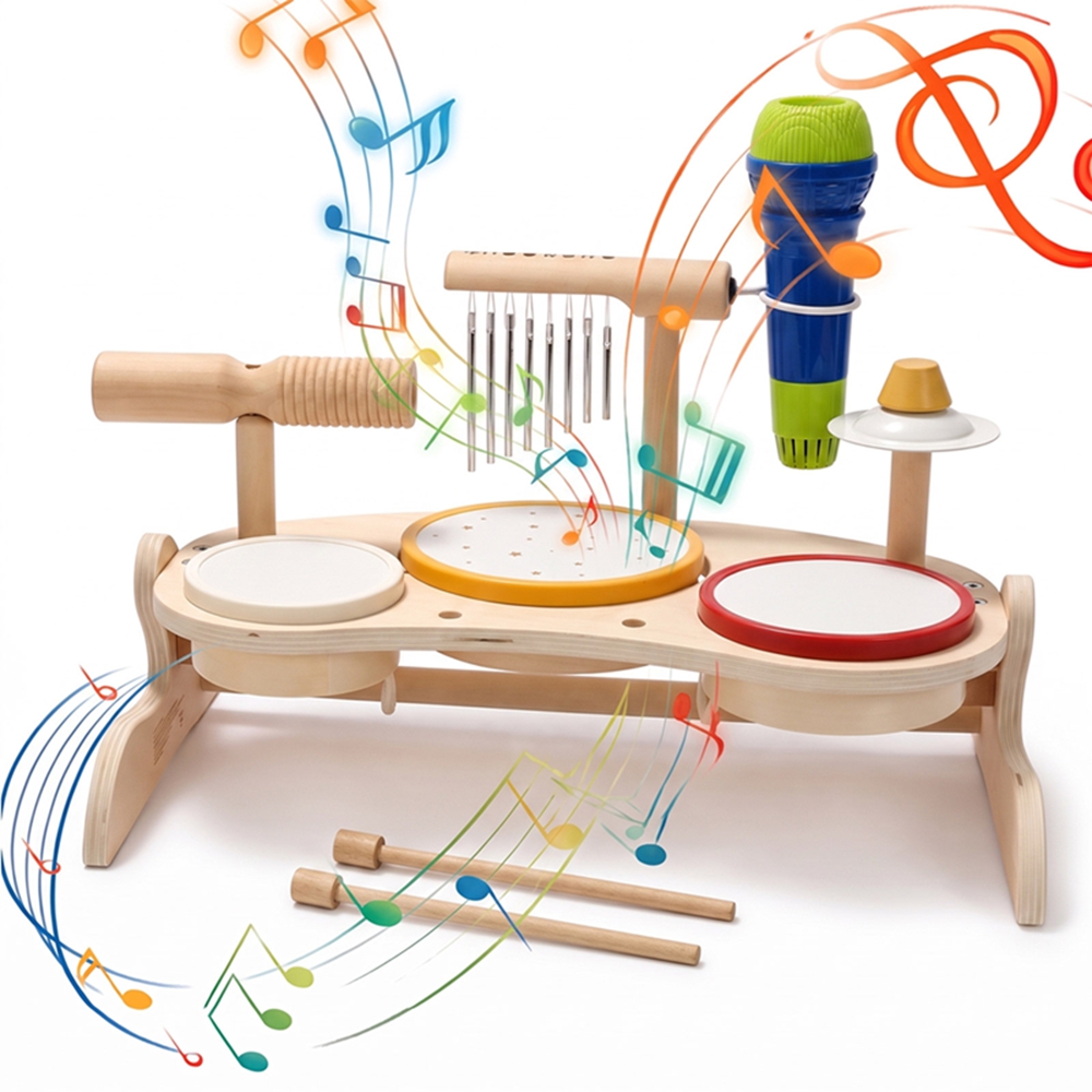 Musical Instrument Harmonium - ชุดกลองไม้สำหรับเด็ก ของเล่นดนตรี เครื่องดนตรีเพื่อการศึกษาแบบมอนเตสซอรี่ ไซโลโฟน โต๊ะดนตรี ของเล่นสำหรับเด็กแรกเกิด