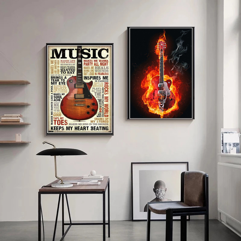 โน้ตกีตาร์คอลเลกชันเพลงโปสเตอร - Picture Of Musical Instrument บทวิจารณ์และราคา