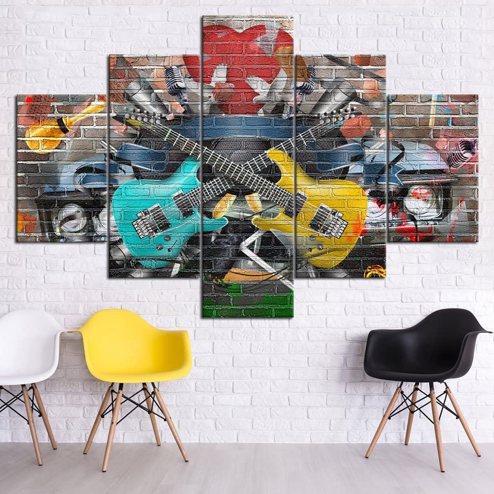 Unframed 5 ชิ้นเครื่องดนตรีกีต - Picture Of Musical Instrument บทวิจารณ์และราคา