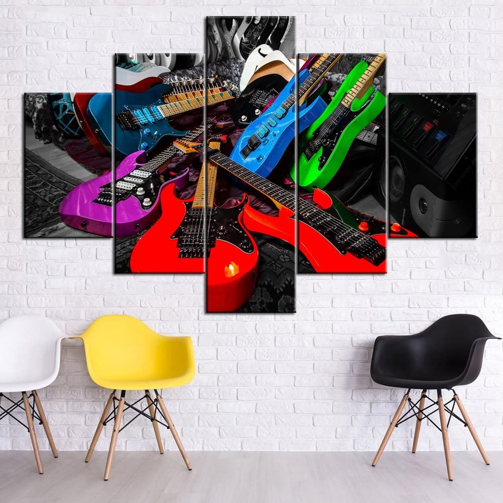 Unframed 5 ชิ้นเครื่องดนตรีกีต - Picture Of Musical Instrument บทวิจารณ์และราคา