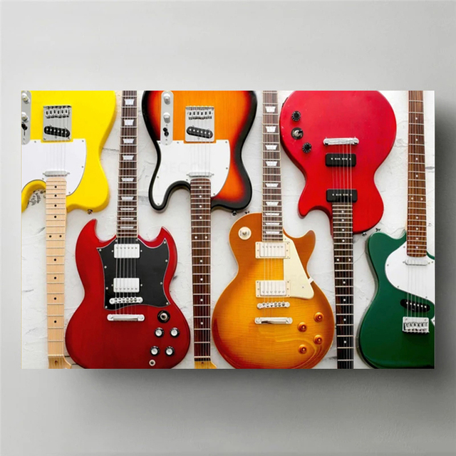 Vintage Rock เพลงกีตาร์ภาพวาดผ - Picture Of Musical Instrument บทวิจารณ์และราคา