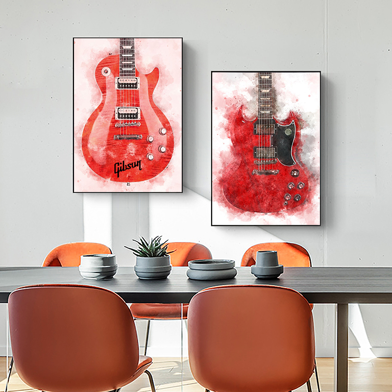 Vintage Rock เพลงกีตาร์ภาพวาดผ - Picture Of Musical Instrument บทวิจารณ์และราคา