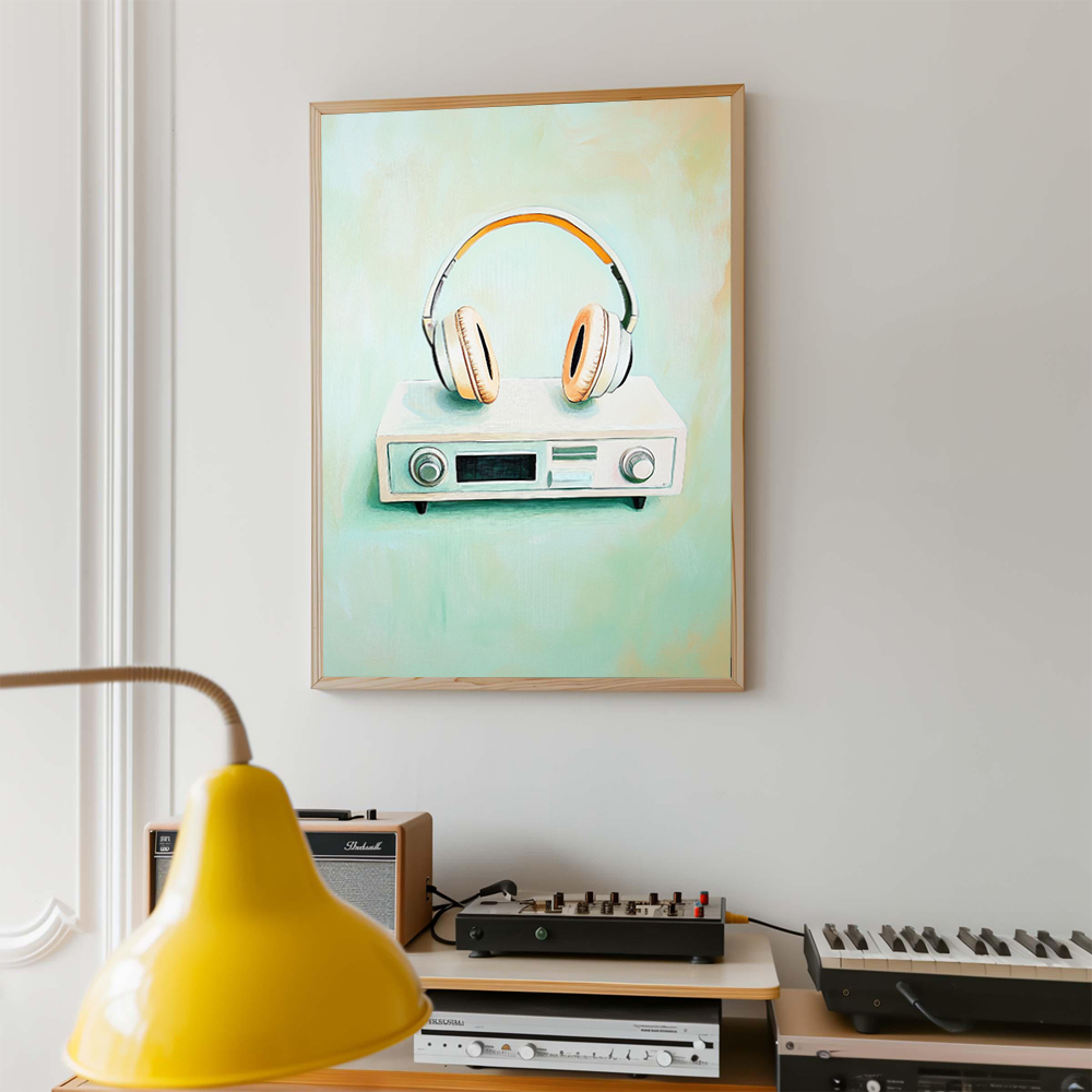 โปสเตอร์ศิลปะดนตรีสไตล์เรโทร เ - Picture Of Musical Instrument บทวิจารณ์และราคา