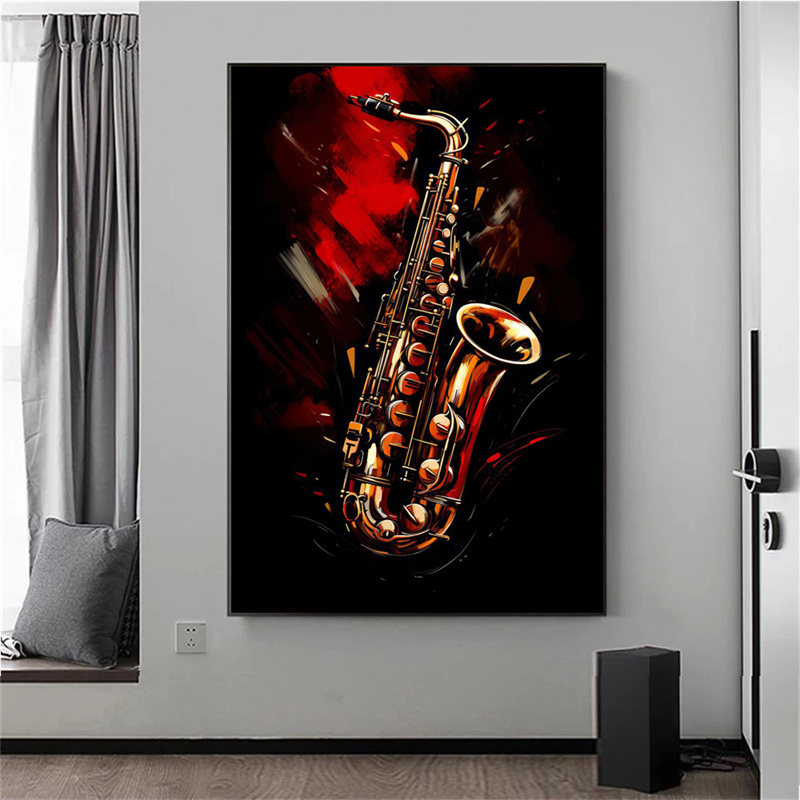 ศิลปะนามธรรมไร้กรอบ สีสันสดใส  - Picture Of Musical Instrument บทวิจารณ์และราคา
